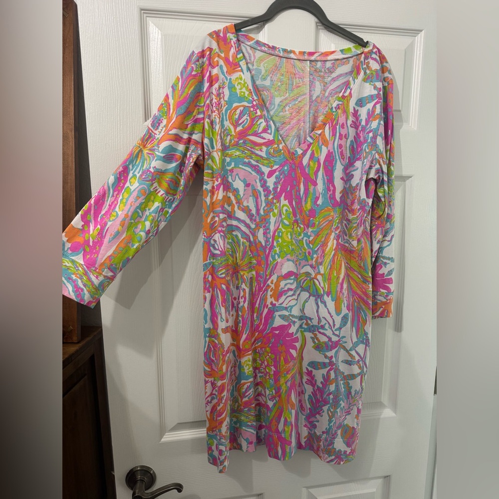 Lilly Pulitzer CHRISTIE DRESS SCUBA TO CUBA WHITE
